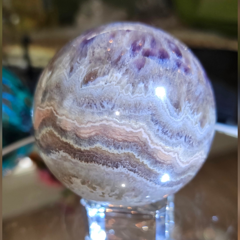 Amethyst And Agate Sphere Super Uuique Pattern!